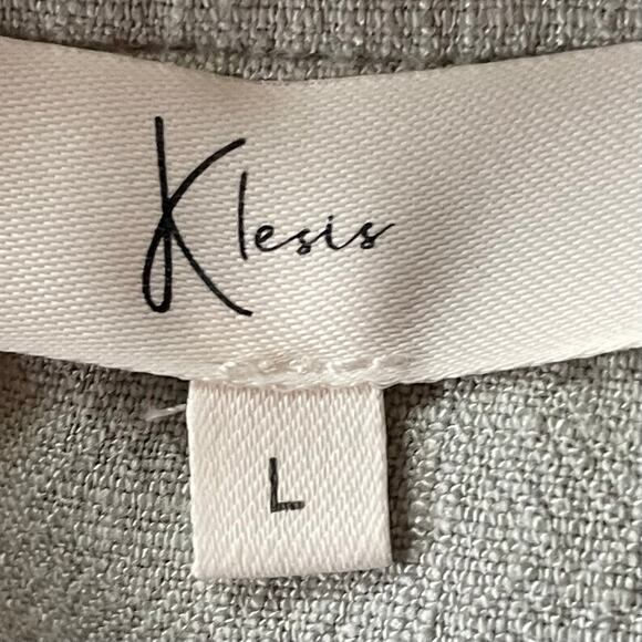 Klesis Linen Blend Sage Button Down Shirt LRG Super Soft Roll Tab Sleeve Casual - Picture 7 of 9